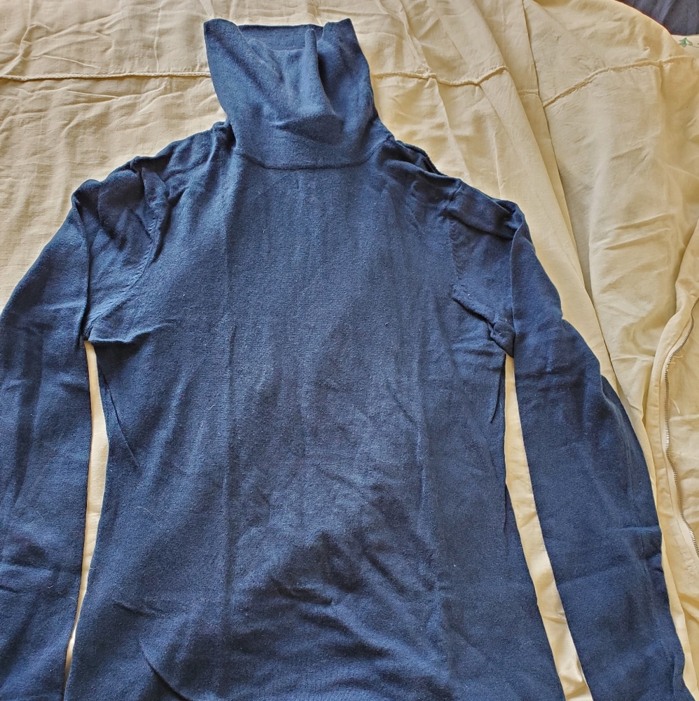 Blue turtleneck shirt